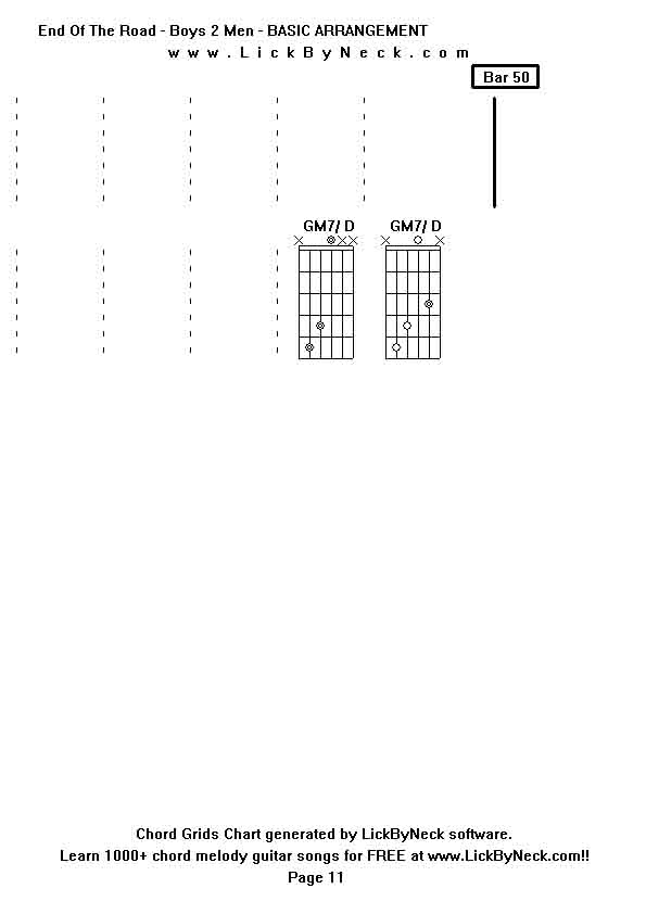 Chord Grids Chart of chord melody fingerstyle guitar song-End Of The Road - Boys 2 Men - BASIC ARRANGEMENT,generated by LickByNeck software.